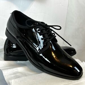 New Alfani Men's Warner Black Patent Lace-Up Oxfords Dress Shoes / Sz 7.5